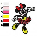 Minnie Mouse Dancing Ballet Embroidery Design